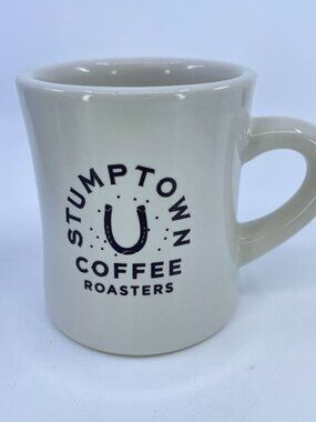 vintage stumptown coffee roasters ceramic diner style mug horseshoe logo